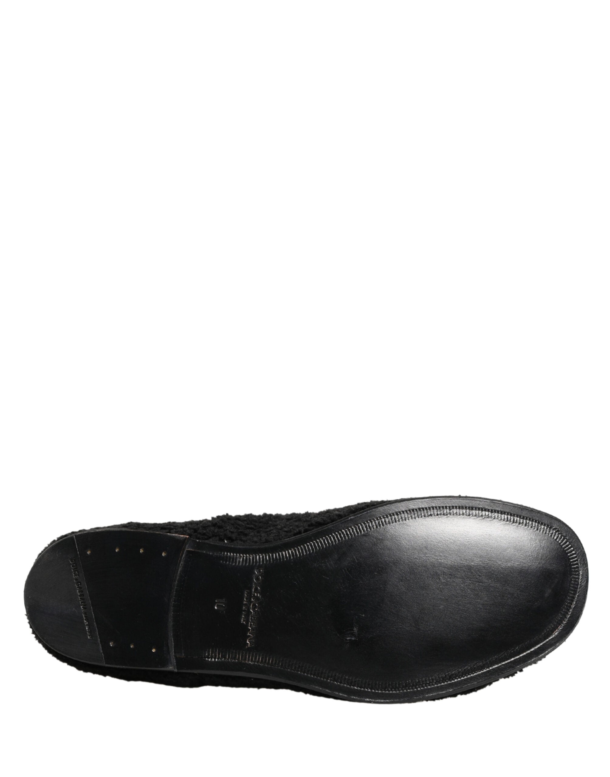 Chaussures Derby Riccio en shearling noir pour homme de Dolce & Gabbana, style élégant et sophistiqué.
