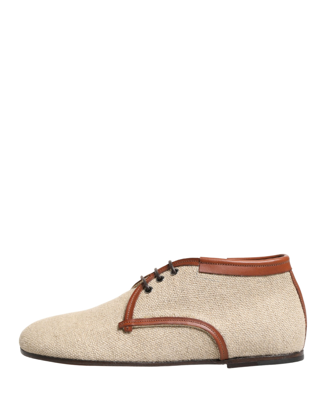 Chaussures Derby pour homme en toile beige Dolce & Gabbana avec laçage, élégantes et raffinées.