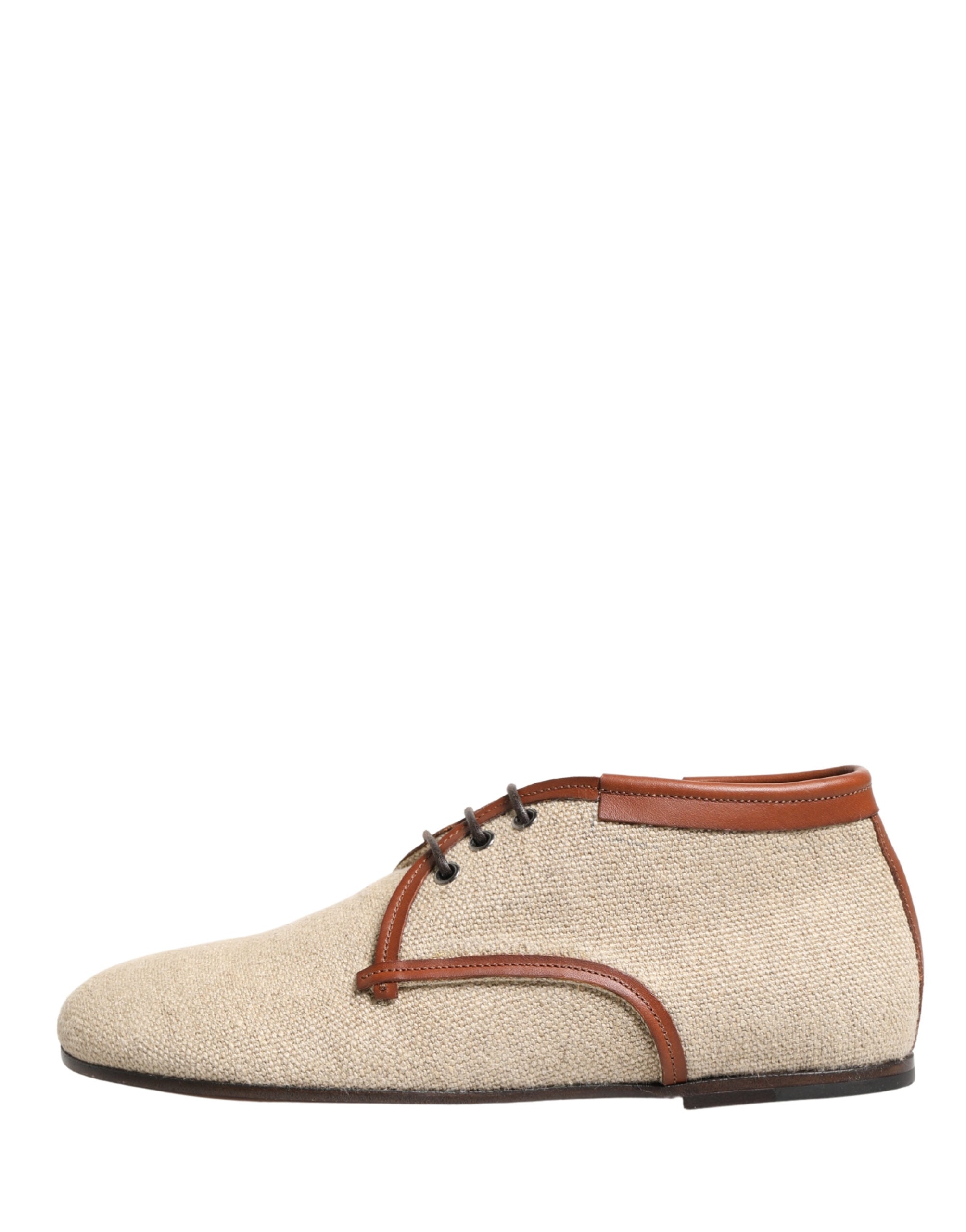 Chaussures Derby pour homme en toile beige Dolce & Gabbana avec laçage, élégantes et raffinées.