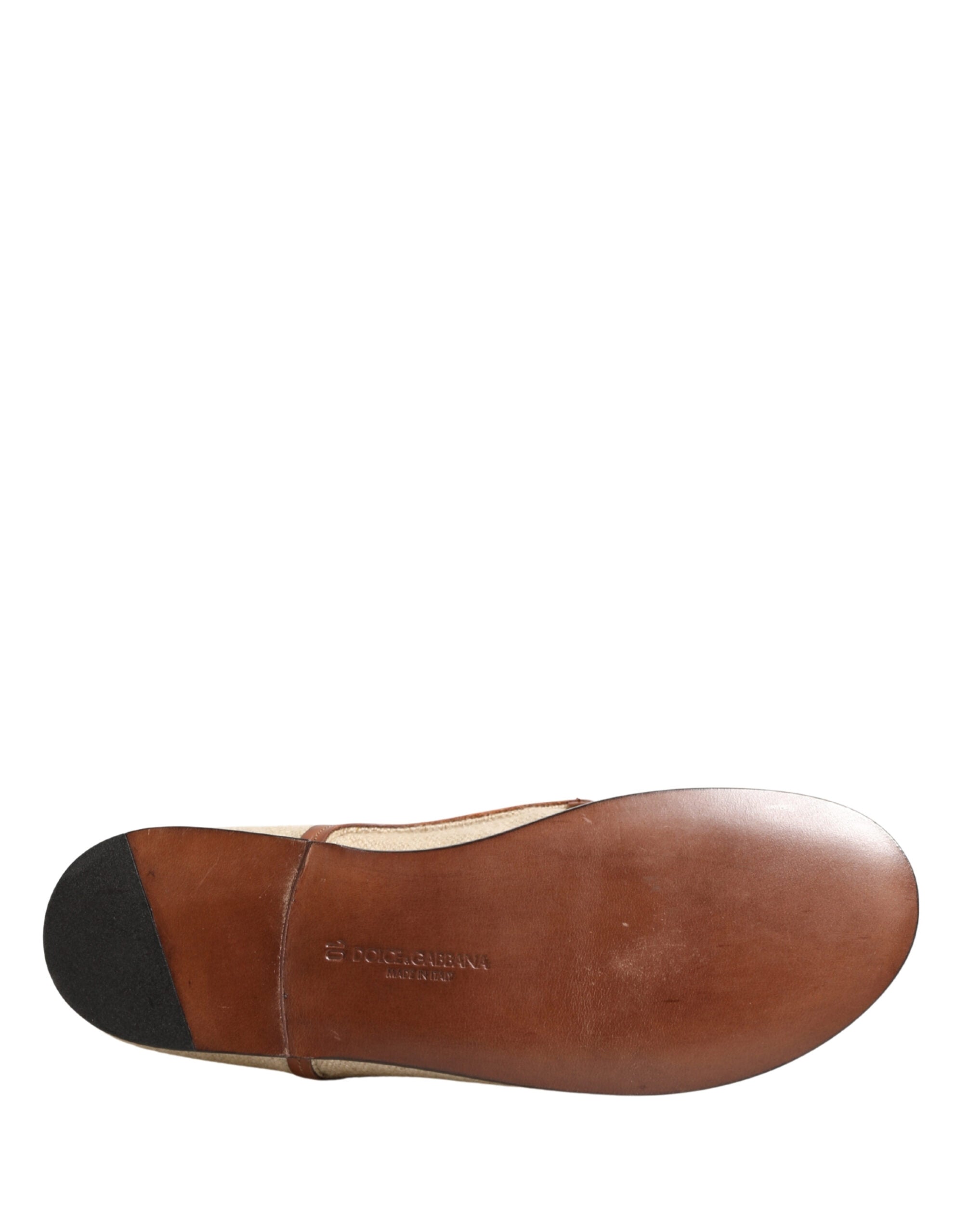Chaussures derby pour hommes Dolce & Gabbana en toile beige, lacets, style élégant et sophistiqué.