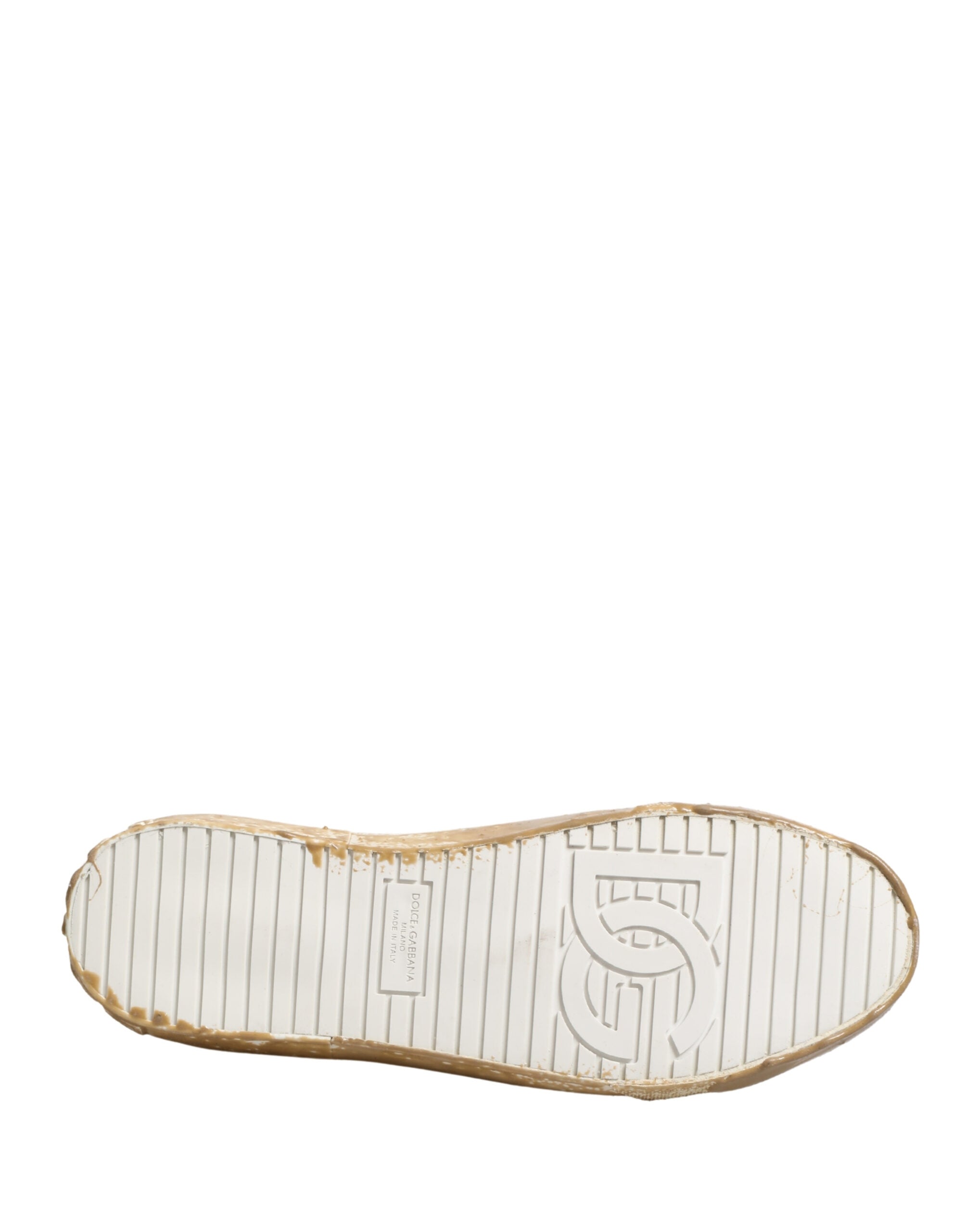 Sneakers basses en cuir blanc avec effet peinture de Dolce & Gabbana, chaussures élégantes pour homme.
