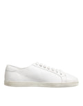 Chaussures sneakers basses blanches en cuir pour homme Dolce & Gabbana Bianco, style décontracté et élégant visible sur l'image.