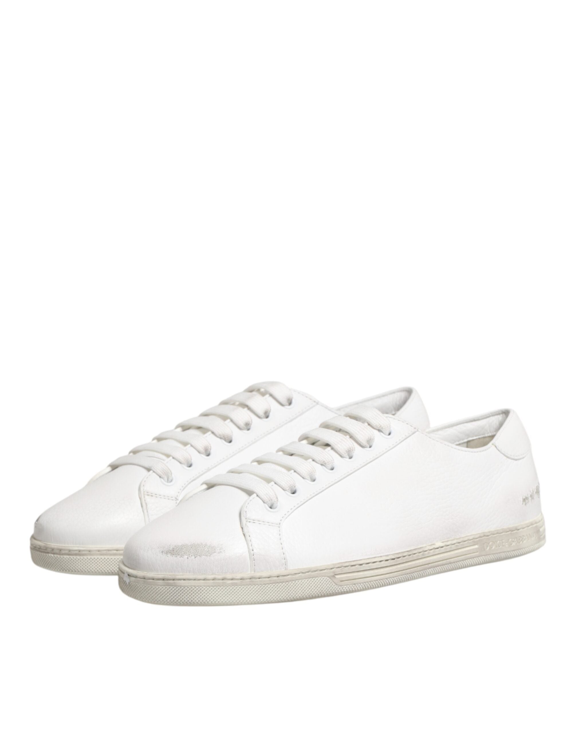 Chaussures sneakers basses blanches en cuir Dolce & Gabbana pour homme, style élégant et confortable