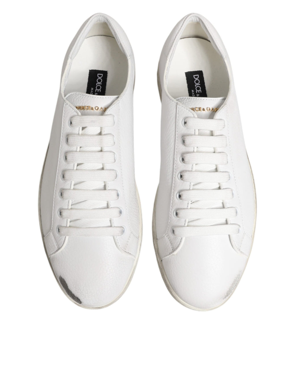 Chaussures sneakers basses blanches en cuir Bianco pour homme de Dolce & Gabbana, style élégant et moderne