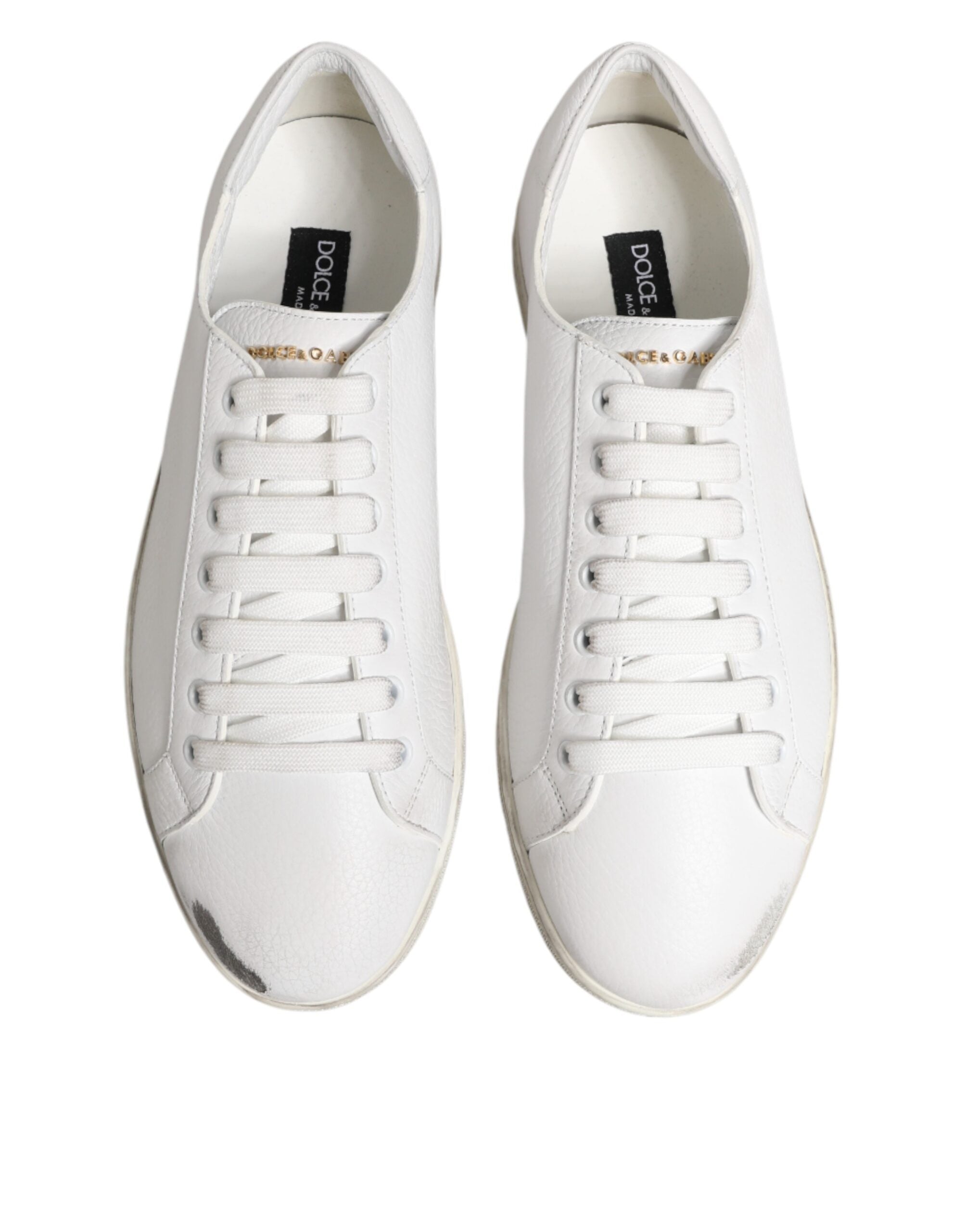 Chaussures sneakers basses blanches en cuir Bianco pour homme de Dolce & Gabbana, style élégant et moderne