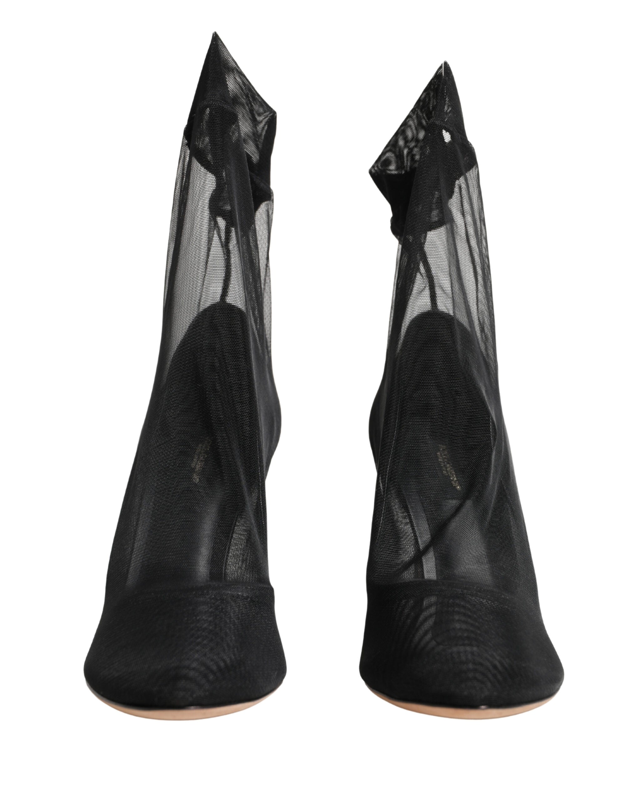 Bottes en nylon stretch noir de Dolce & Gabbana avec mesh, semelle épaisse et design élégant, chaussures à la mode pour femmes.