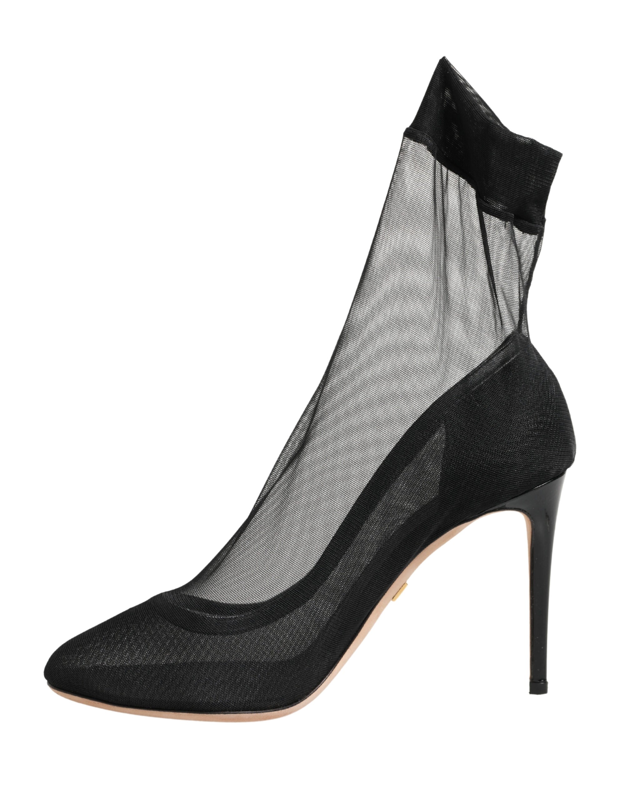 Bottes en mesh stretch en nylon noir de Dolce & Gabbana, chaussures élégantes et modernes pour femmes.