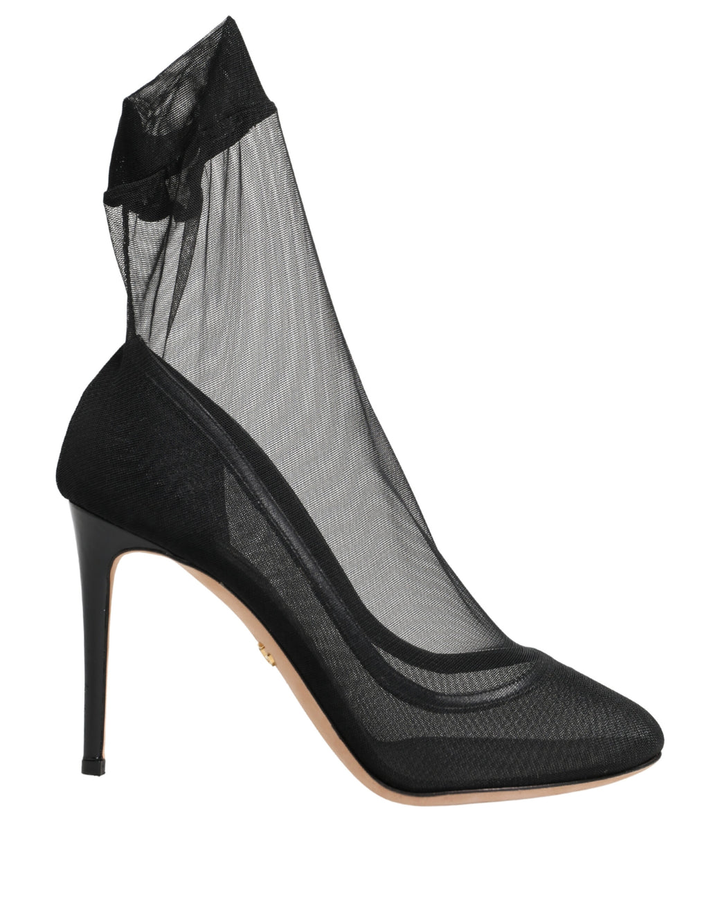 Bottes noires en nylon extensible et mesh de Dolce & Gabbana, chaussures à talons pour femme, mode élégante et moderne.