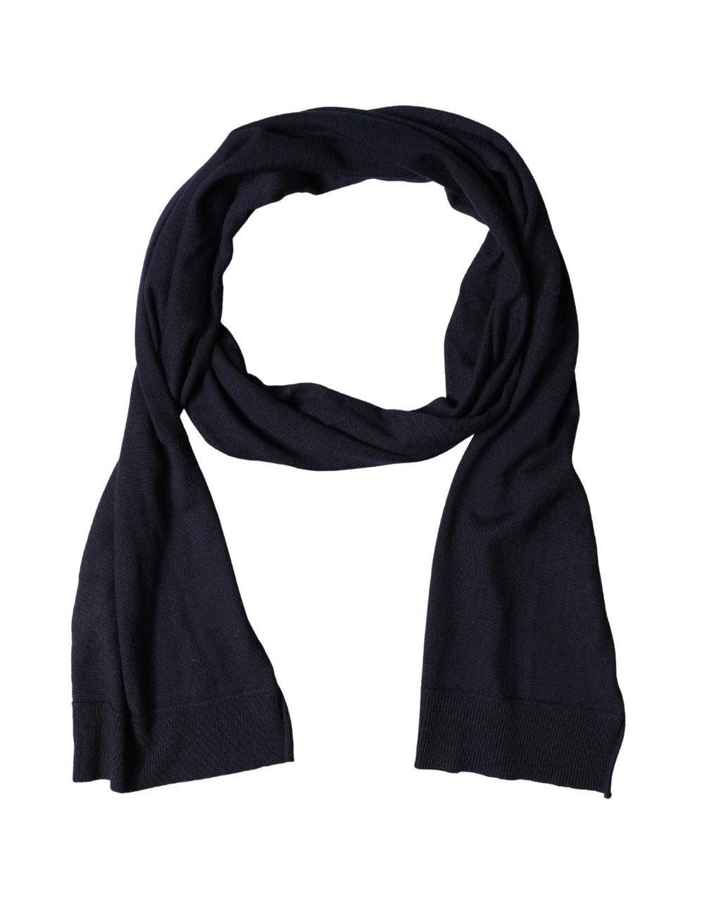 Dolce & Gabbana Blue Wool Knitted Shawl Neck Wrap 200cm x 25cm  Scarf