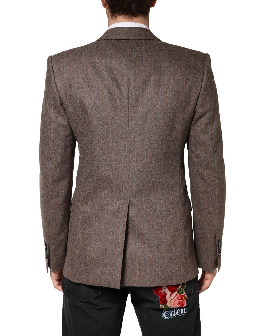 Veste blazer marron à rayures Dolce & Gabbana à un seul bouton, coupe élégante et style sophistiqué.