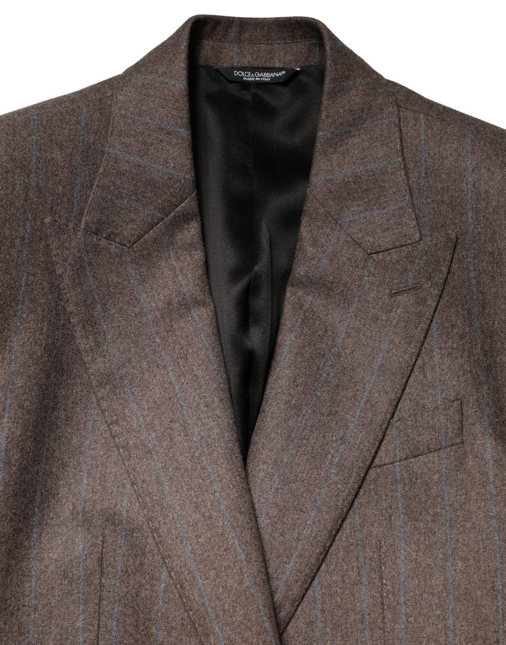 Blazer marron à rayures Dolce & Gabbana, à simple boutonnière, en tissu élégant et coupe classique pour homme.