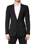 Veste de smoking noire Dolce & Gabbana MARTINI à un bouton, blazer homme élégant avec détails sophistiqués.