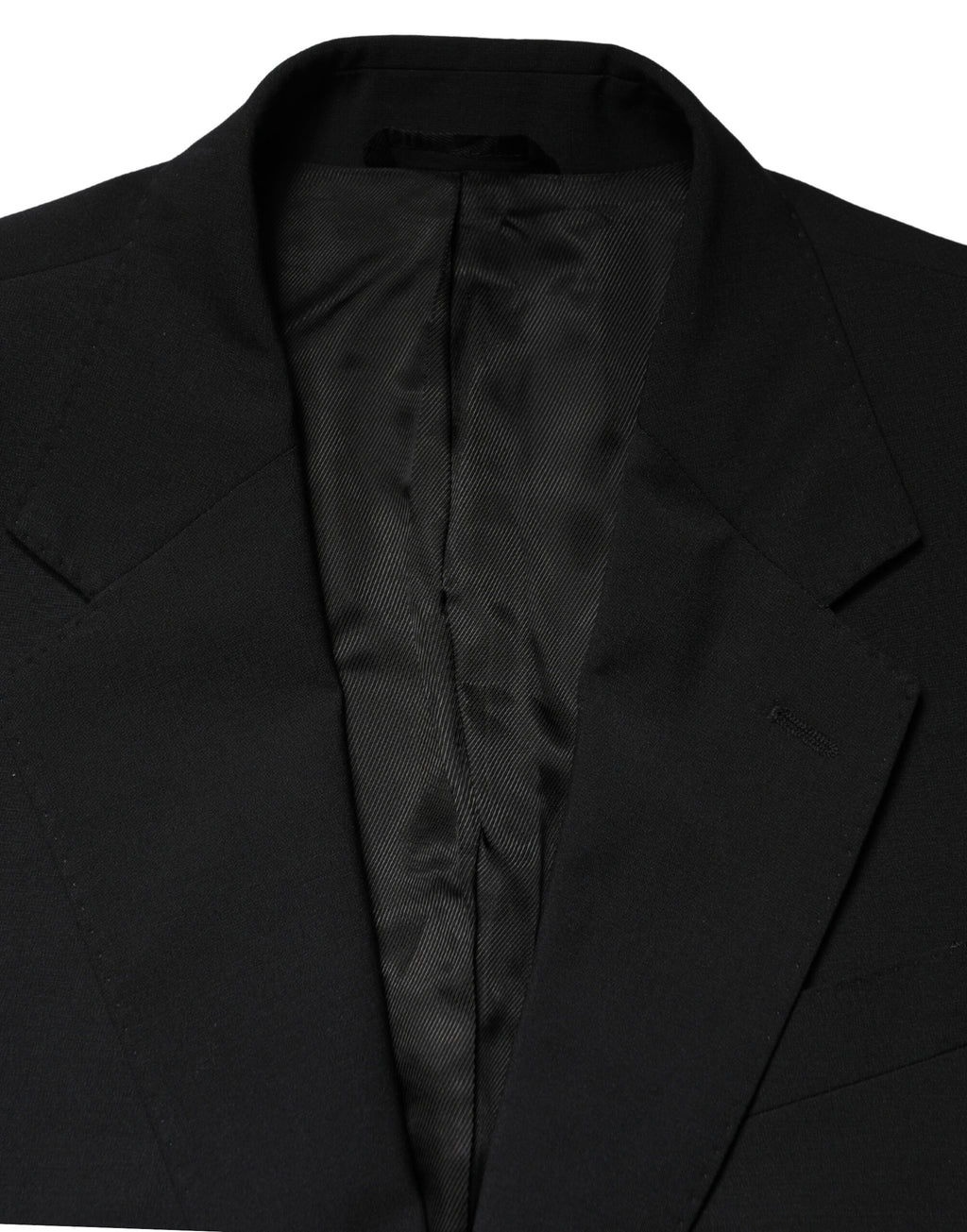 Veste de smoking noire Dolce & Gabbana MARTINI à un bouton, coupe cintrée, avec revers en satin et détails élégants.
