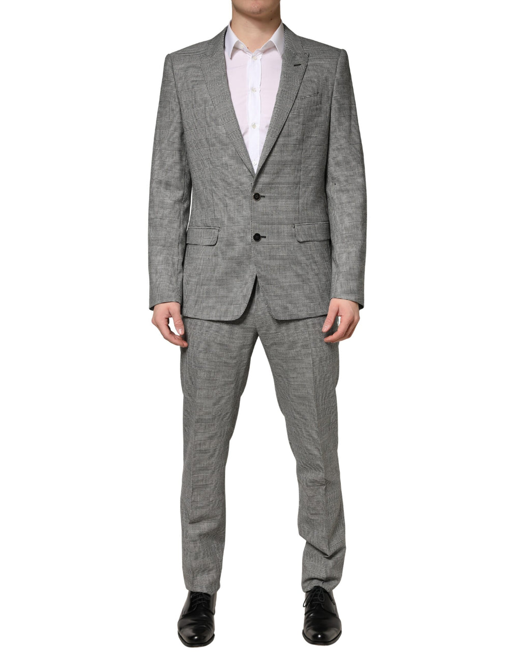 Costume formel 2 pièces gris Dolce & Gabbana Martini avec veste à un bouton et pantalon, adapté pour occasions élégantes.