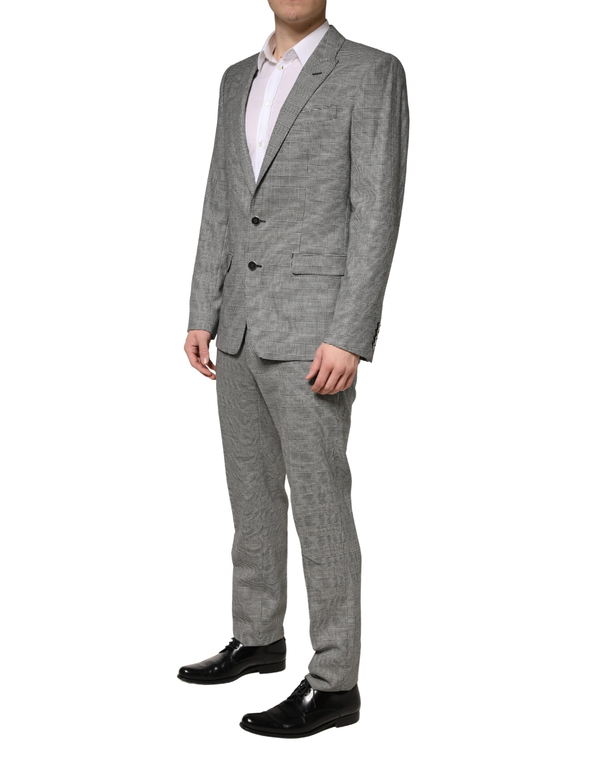 Costume deux pièces gris formel Dolce & Gabbana MARTINI avec veste croisée et pantalon, élégant et sophistiqué.