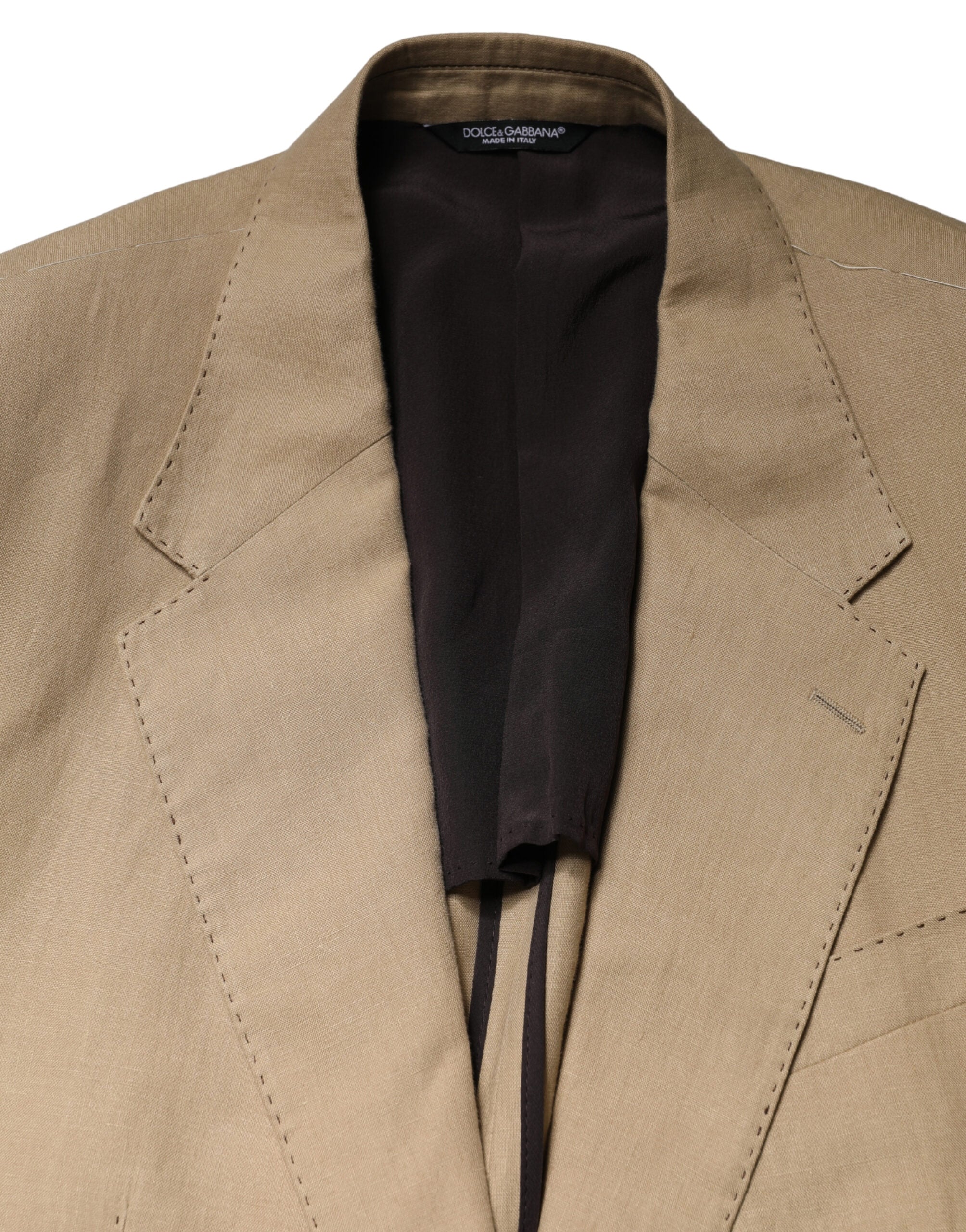 Costume homme beige Dolce & Gabbana Taormina à deux pièces, formel, à simple boutonnage, avec veste et pantalon.