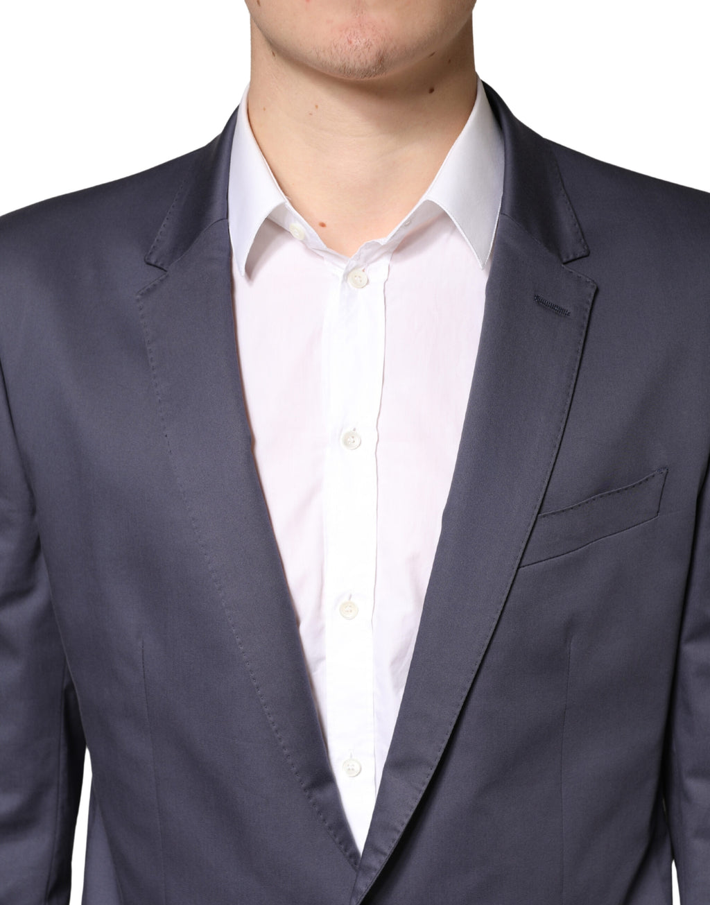 Costume bleu Dolce & Gabbana en deux pièces avec veste à simple boutonnage et pantalon, style élégant et moderne.