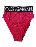 Culotte haute rose Dolce & Gabbana avec embellissements et logo, sous-vêtements féminins élégants et sophistiqués.