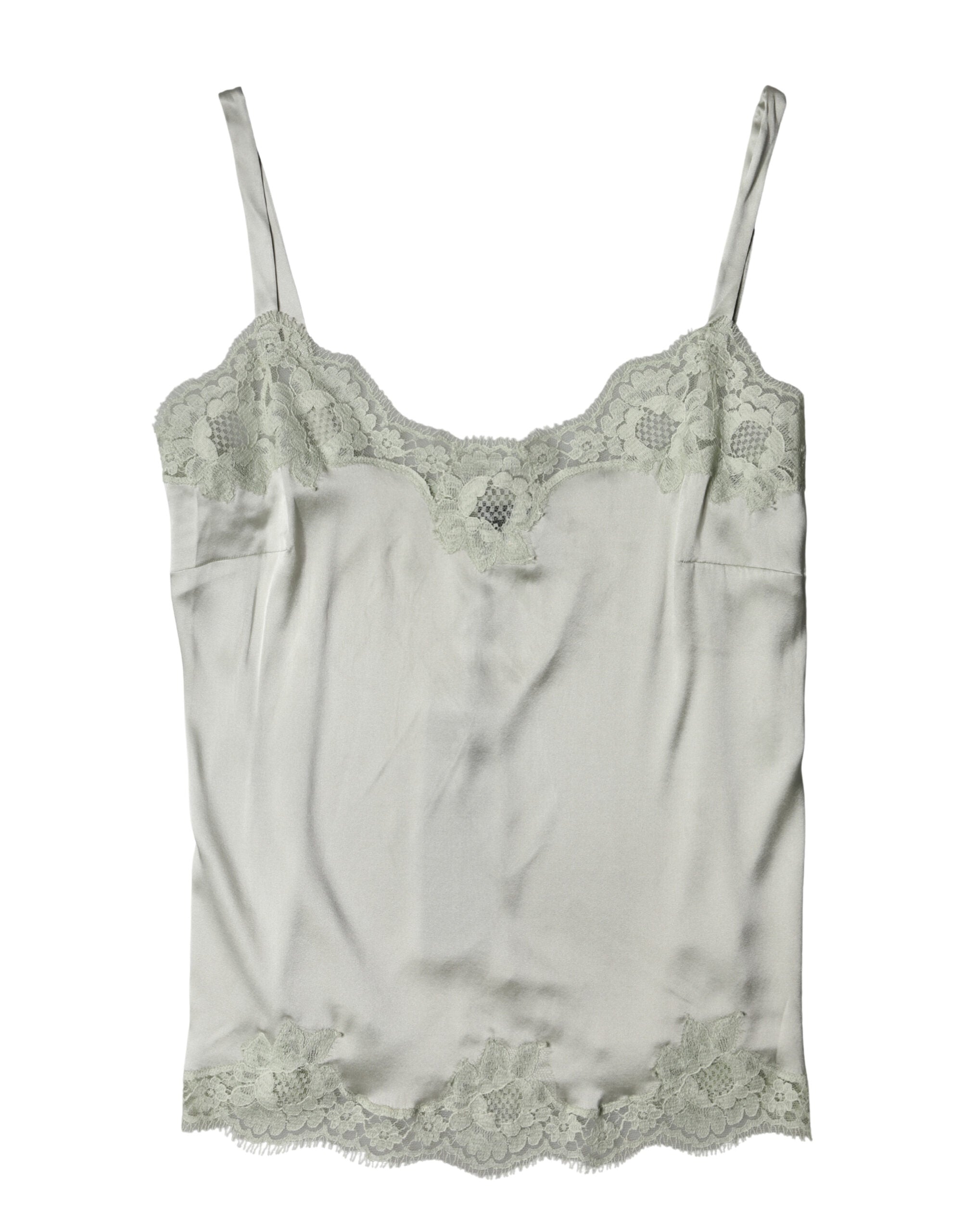 Top de lingerie Dolce & Gabbana Light Green avec dentelle florale, sous-vêtements élégants et féminins.