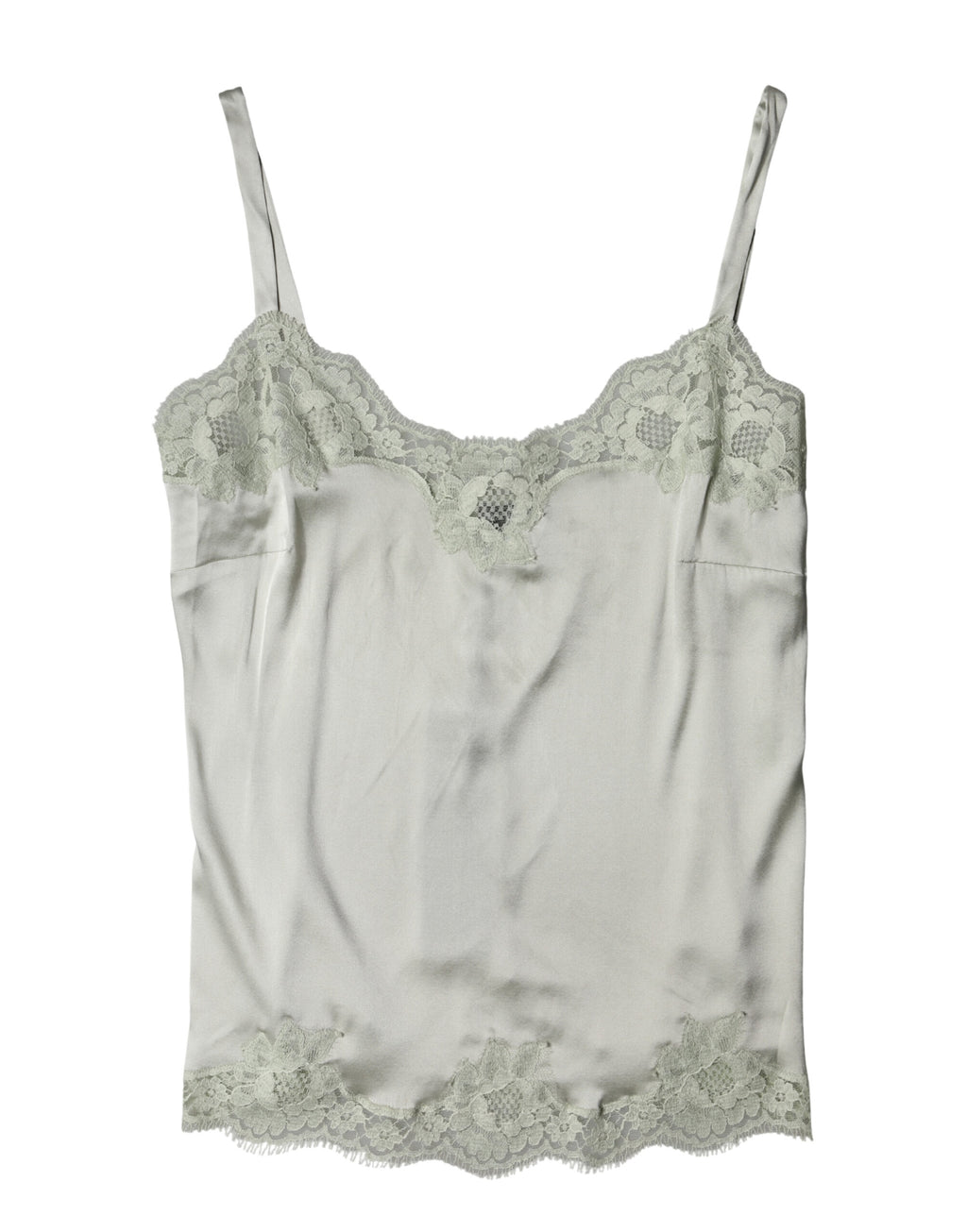 Haut de lingerie en dentelle florale Dolce & Gabbana Light Green, détail délicat et design élégant visible sur l'image.