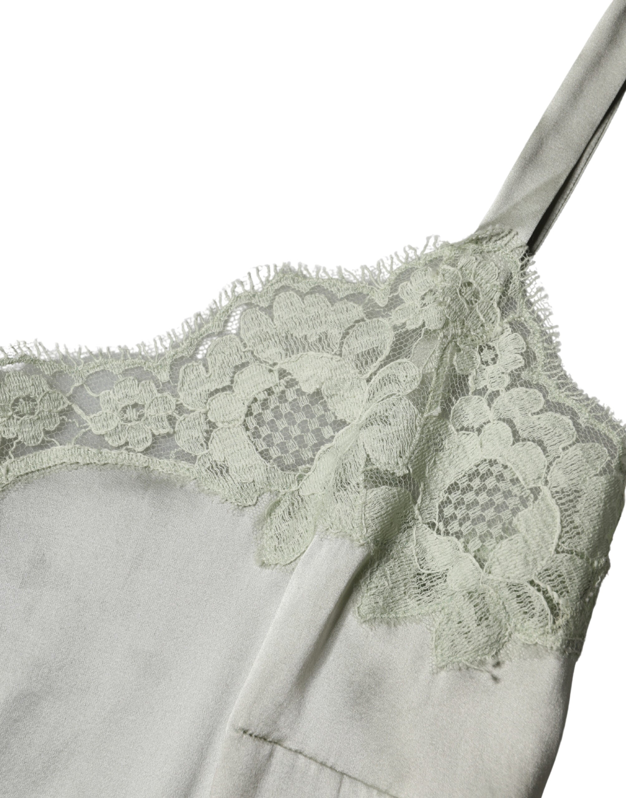 Haut de lingerie Dolce & Gabbana Light Green Floral Lace, détails en dentelle et design élégant, vue de face.