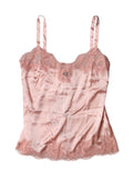 Haut de lingerie Dolce & Gabbana en dentelle rose clair avec motifs floraux et détails délicats, vue de face.