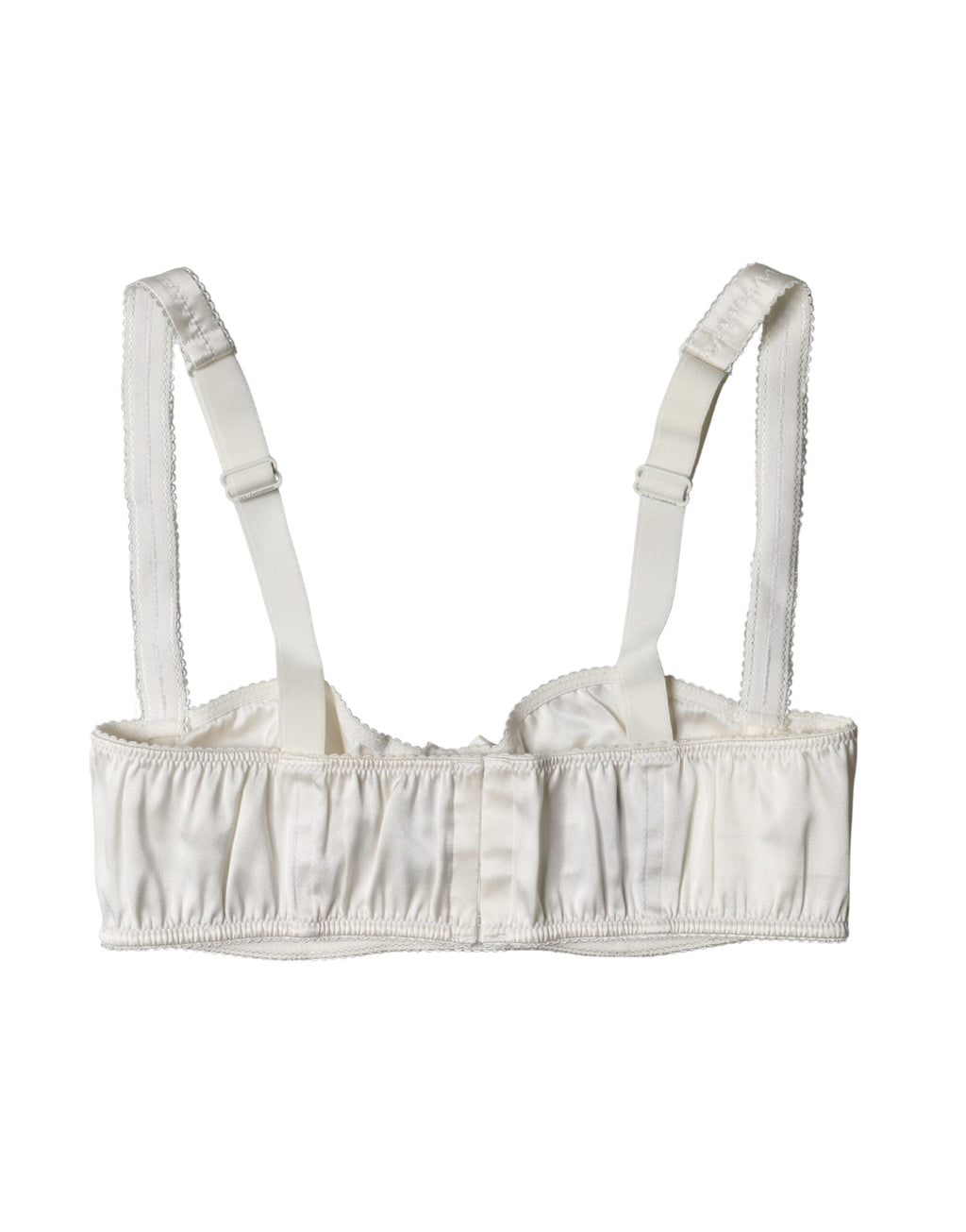 Soutien-gorge en soie satin blanche Dolce & Gabbana avec armatures et demi-rembourrage, lingerie élégante et confortable.