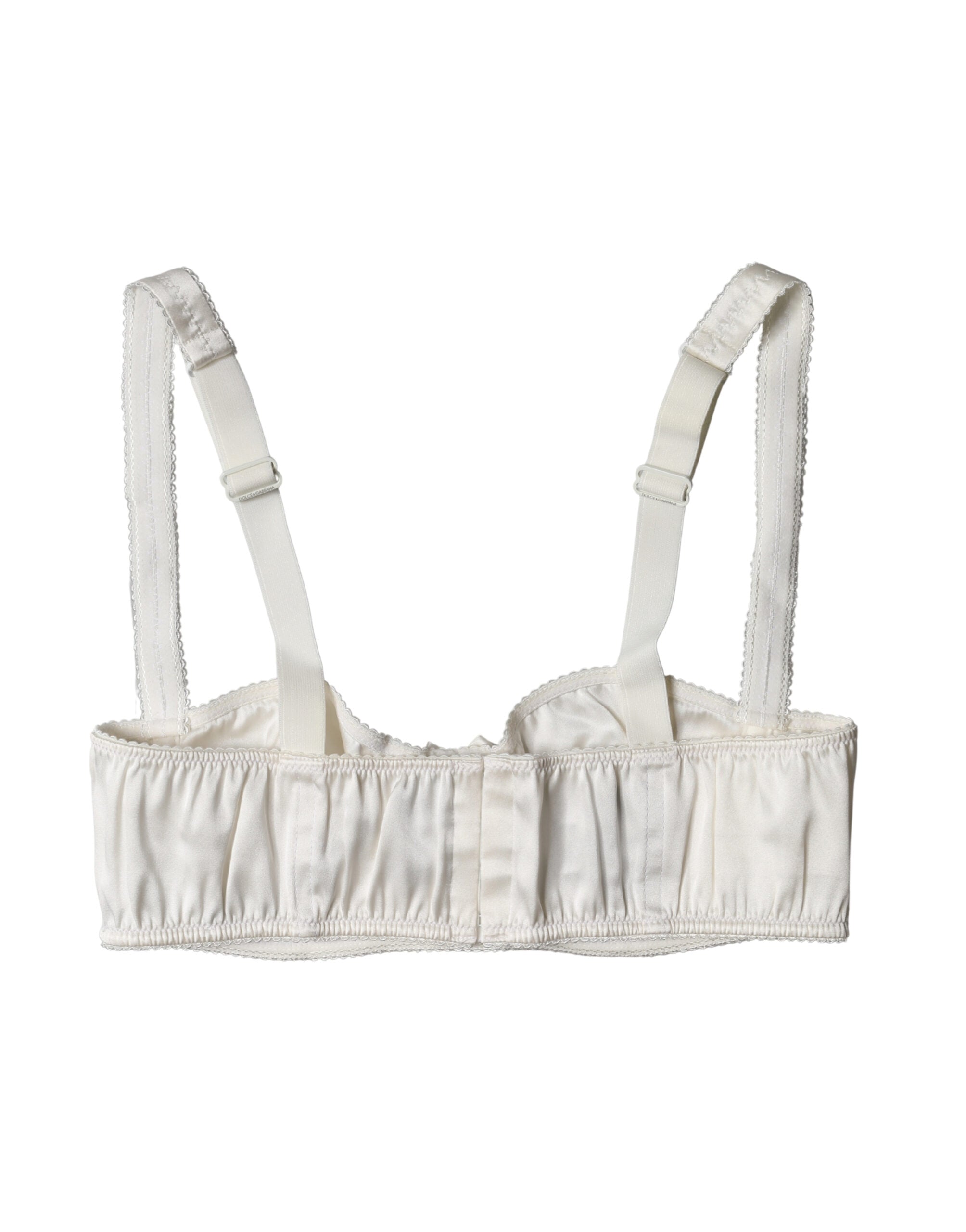 Soutien-gorge en soie satin blanche Dolce & Gabbana avec armatures et demi-rembourrage, lingerie élégante et confortable.