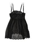 Lingerie Dolce & Gabbana en soie noire avec dentelle florale, haut de dessous élégant et féminin.