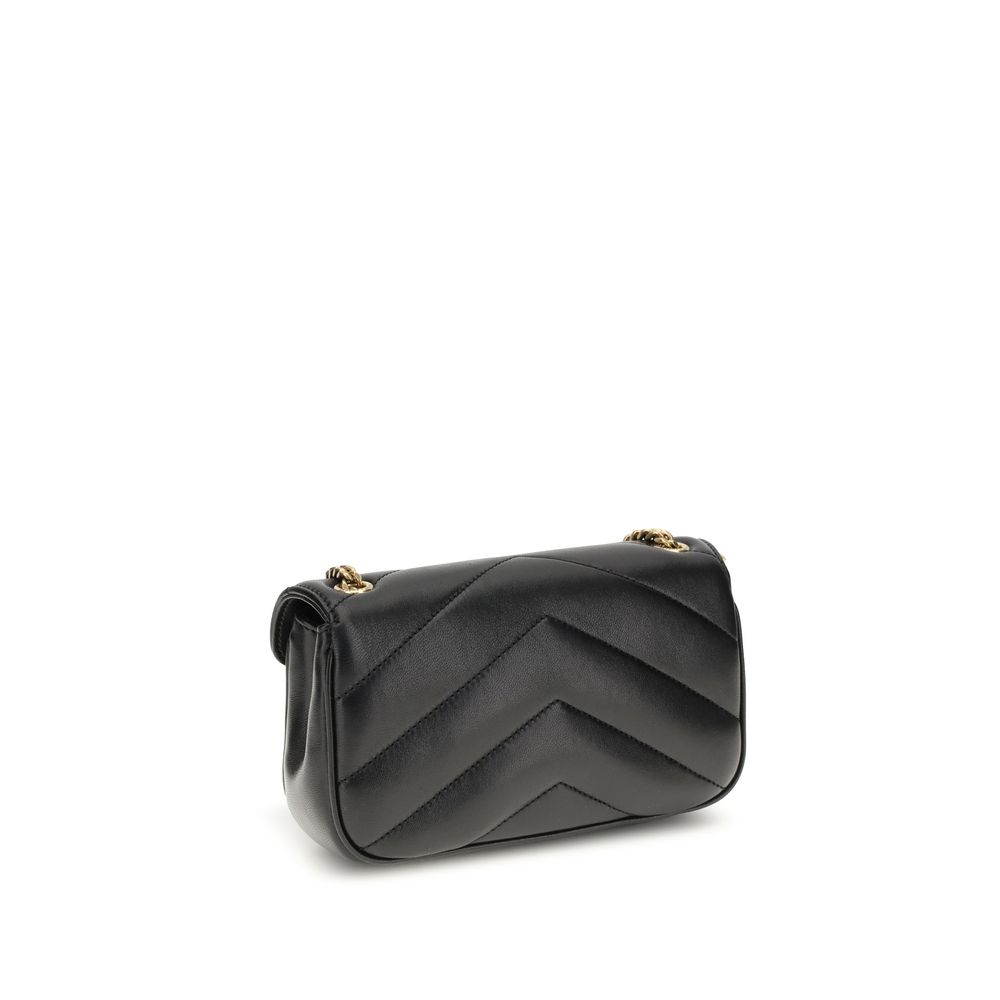 Sac à main Saint Laurent en cuir d'agneau noir, sac à épaule élégant avec finition raffinée et détails sophistiqués.