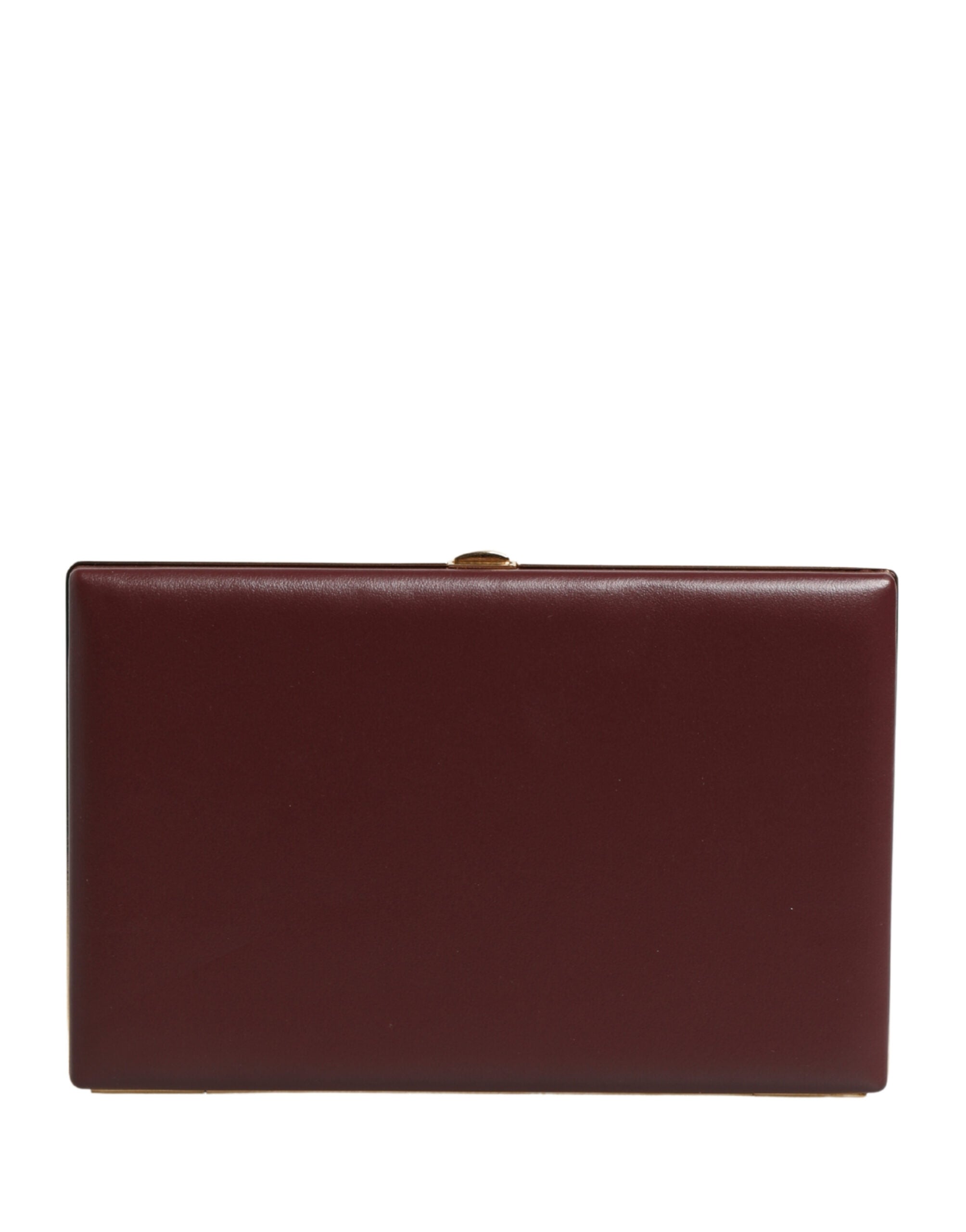 Pochette en cuir de veau marron Dolce & Gabbana pour femme, sac de soirée élégant et compact avec fermeture métallique.