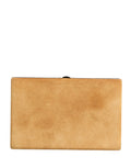 Sac pochette en velours beige en cuir de veau Dolce & Gabbana, élégant pour soirée, avec détails sophistiqués.