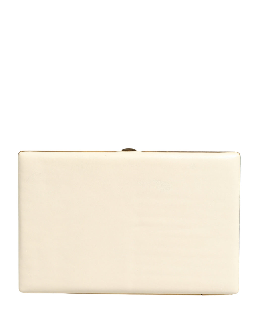 Pochette en cuir d'agneau blanc Dolce & Gabbana pour femme, sac soirée élégante avec fermeture métallique.