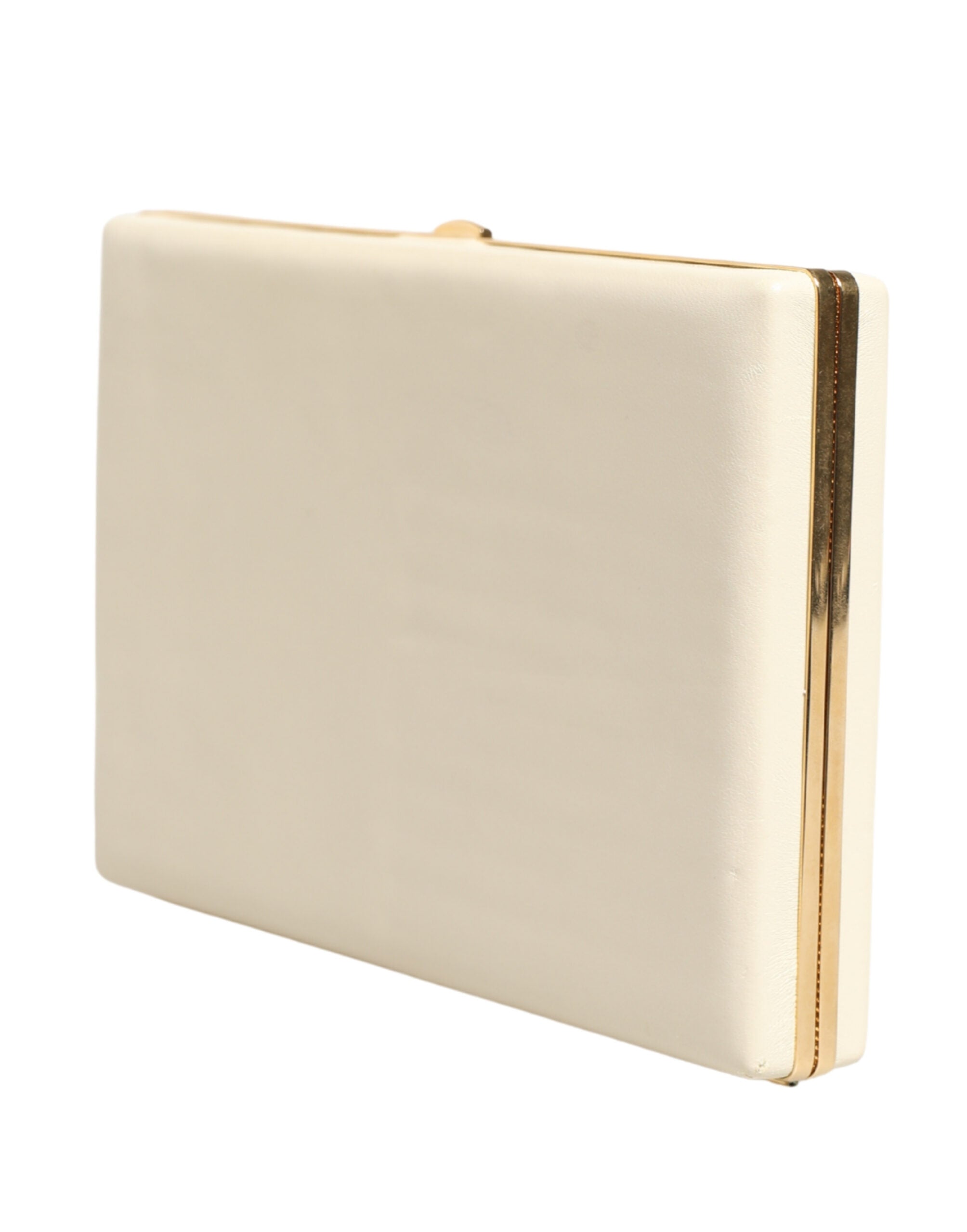 Pochette en cuir d'agneau blanc Dolce & Gabbana pour femme, sac de soirée élégant et sophistiqué.