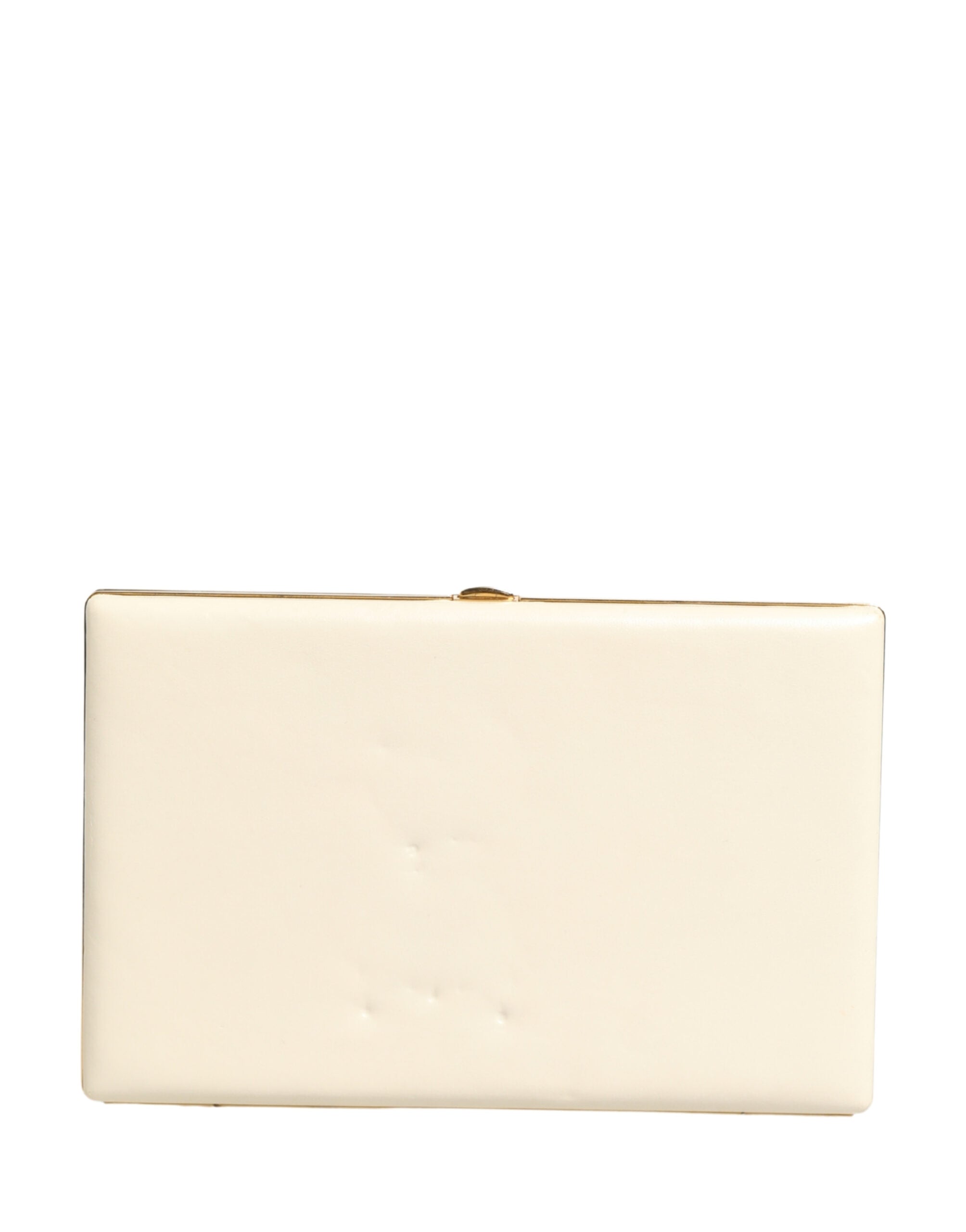 Sac clutch en cuir d'agneau blanc Dolce & Gabbana pour femme, élégant sac de soirée en cuir de haute qualité.