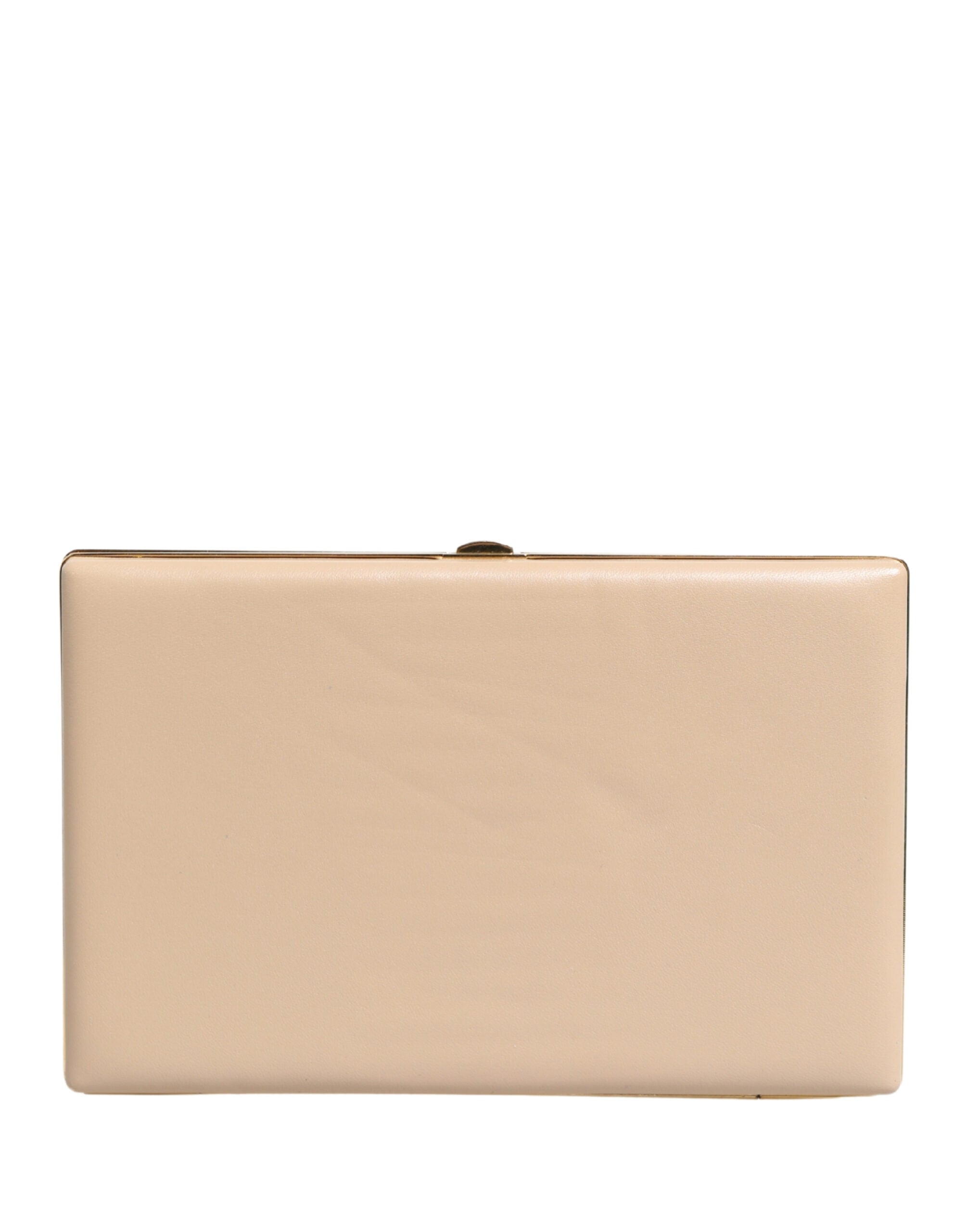 Sac clutch en cuir d'agneau beige de Dolce & Gabbana, sac de soirée pour femmes avec finition élégante.