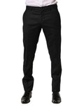 Pantalon homme Dolce & Gabbana en laine noire, pantalon skinny élégant pour homme.