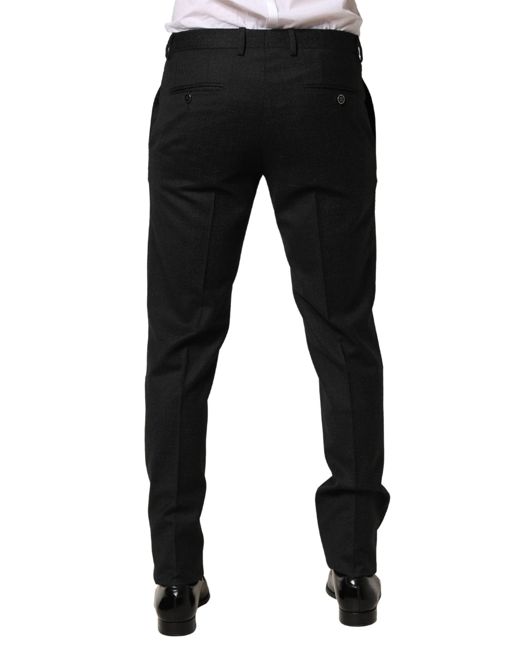 Pantalon homme Dolce & Gabbana en laine noire, coupe skinny, style élégant et ajusté, pour tenue formelle.