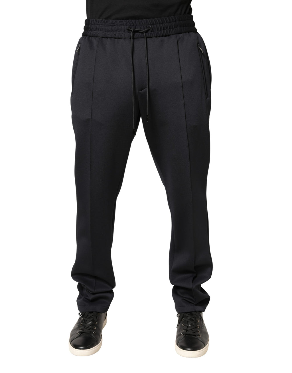 Pantalon jogger skinny en polyester noir de Dolce & Gabbana, pantalons de mode élégants pour homme.