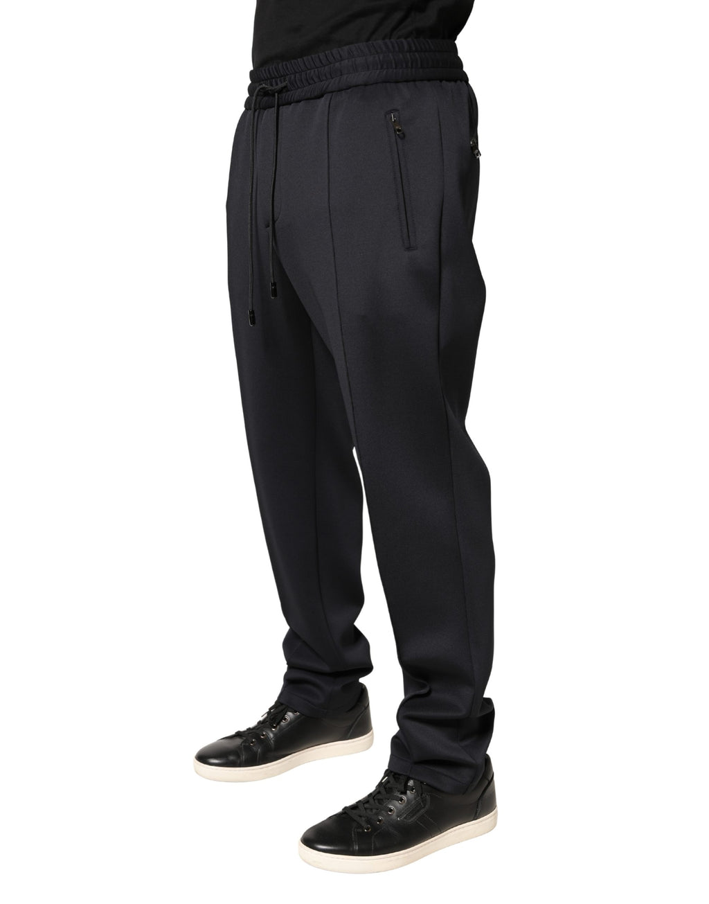 Pantalon jogger skinny en polyester noir de Dolce & Gabbana, style décontracté et ajusté pour homme.