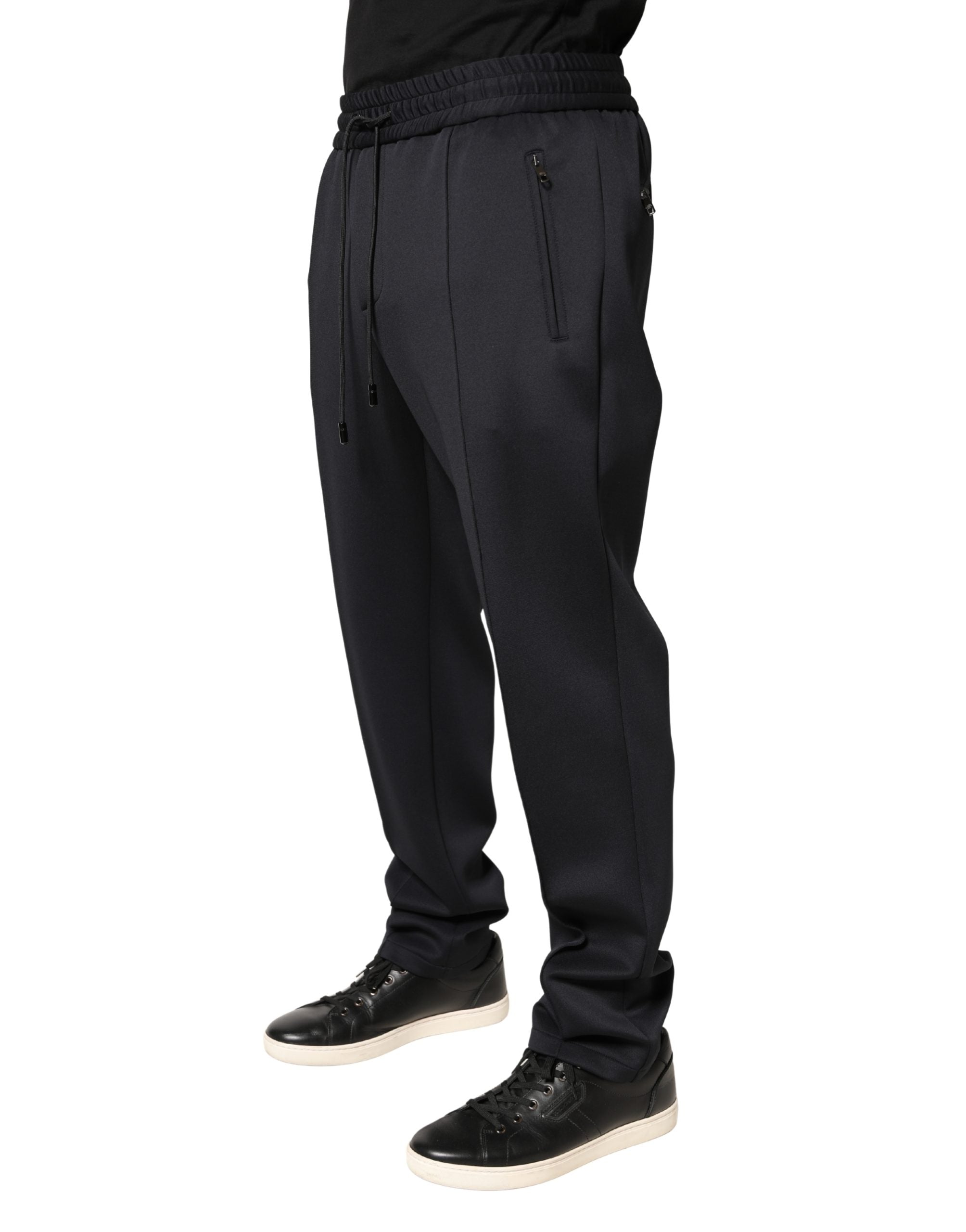 Pantalon jogger skinny en polyester noir de Dolce & Gabbana, style décontracté et ajusté pour homme.