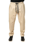 Pantalon jogger homme beige en coton Dolce & Gabbana, coupe skinny, pantalon décontracté pour homme.