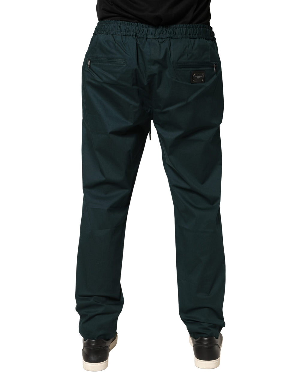 Pantalon jogging homme Dolce & Gabbana en coton vert, coupe skinny, style décontracté et moderne.