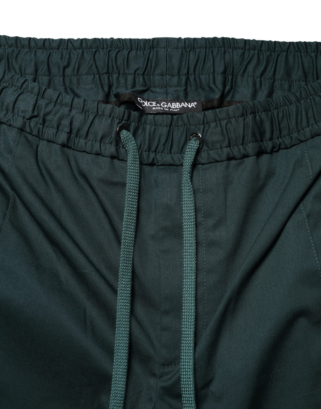 Pantalon slim en coton vert pour homme de Dolce & Gabbana, jogger ajusté avec ceinture élastique et poches latérales.