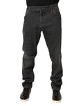 Jeans homme slim en coton gris foncé de Dolce & Gabbana, coupe ajustée, avec détails en denim.