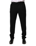 Pantalon homme Dolce & Gabbana en laine noire, coupe skinny, style élégant pour dressing masculin.