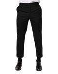 Pantalon de costume en laine à rayures noires de Dolce & Gabbana, pantalon formel élégant pour femmes.