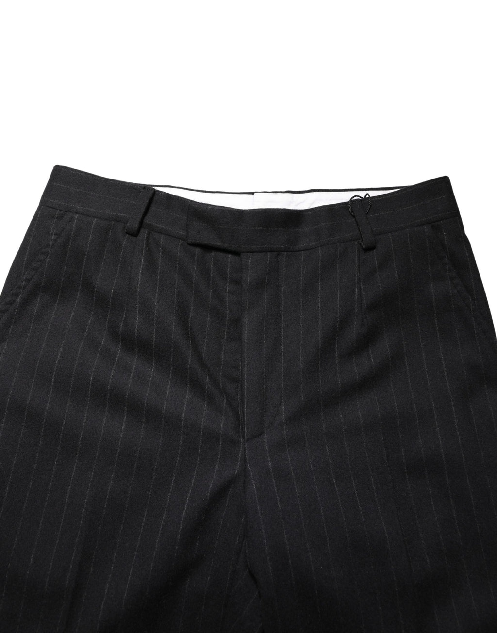 Pantalon de costume noir à rayures en laine Dolce & Gabbana, pantalon formel élégant avec coupe classique.