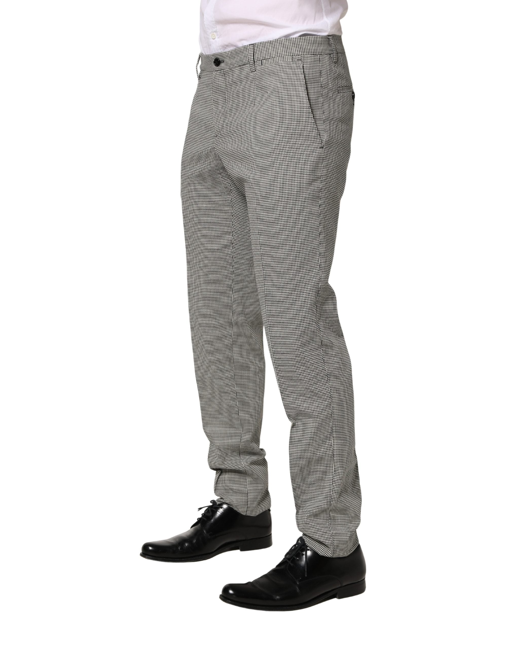 Pantalon slim en coton gris de Dolce & Gabbana, pantalon habillé formel pour femme.