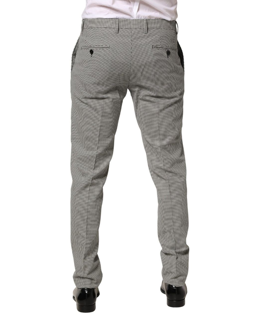 Pantalon slim en coton gris de Dolce & Gabbana, pantalon formel pour femme, style élégant et ajusté.